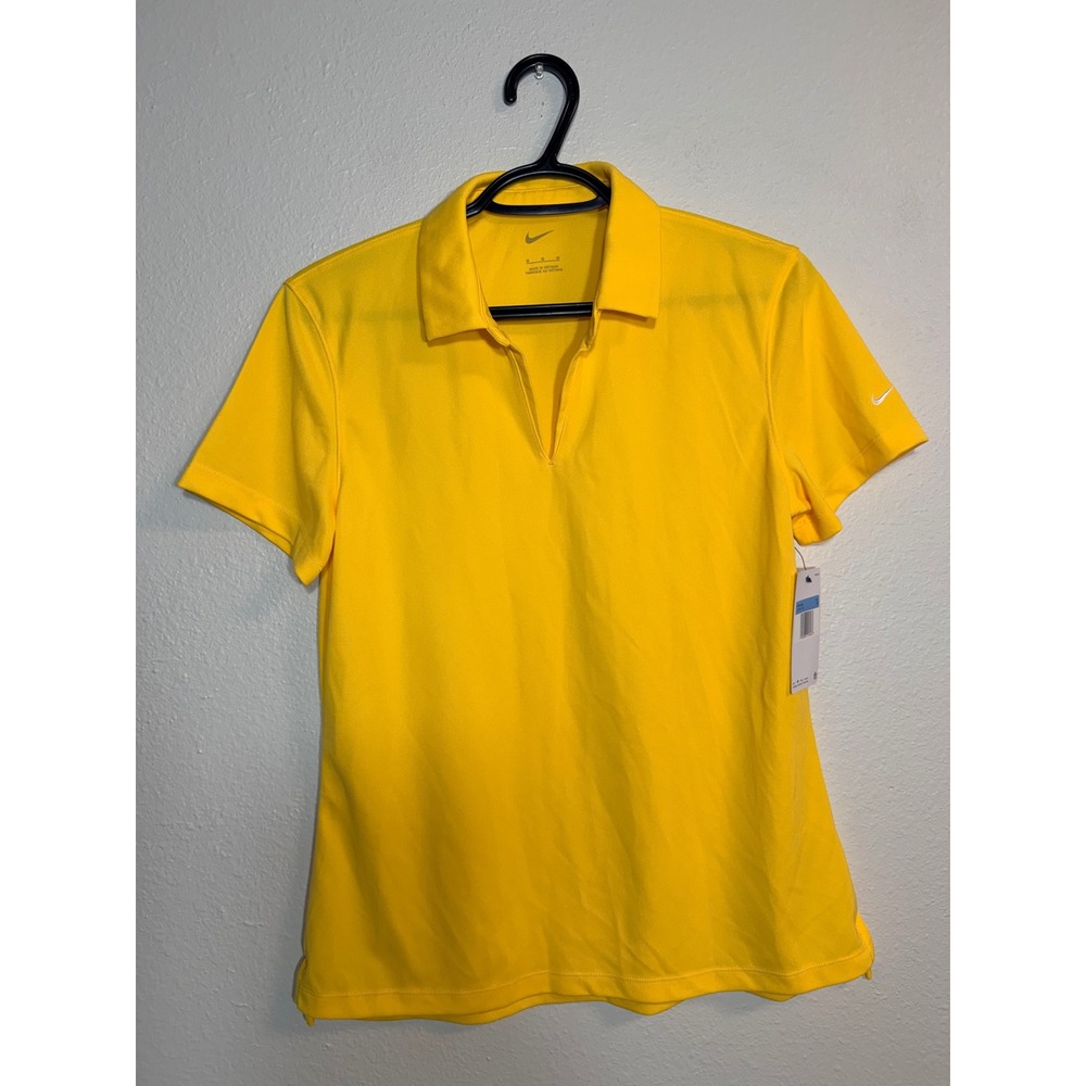 Nike Golf Victory Women Yellow Short Sleeve V-Neck Polo Shirt DC1991-726 Medium